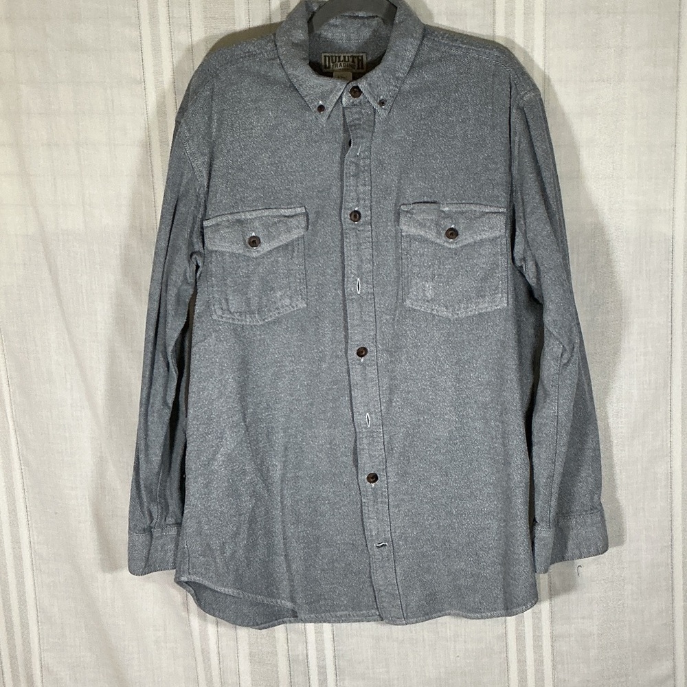 Duluth Trading Co. Light Heather Gray Long-Sleeve Button Shirt
